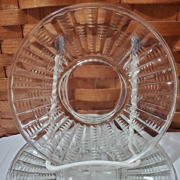 4 Early American Ribbed Glass Dessert Plates 6" Vintage EAPG Slash Ribs Clear Gl - Picture 2 of 10